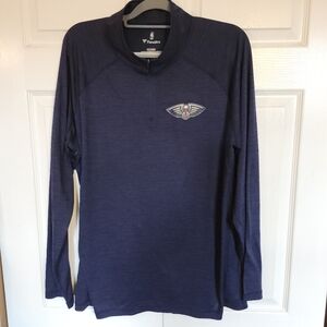 Fanatics NBA New Orleans Pelicans Navy Heather 1/4 Zip Polyester L/S Tee Mens XL